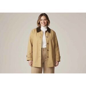 J.Crew Barn Jacket Chore Coat Honey Brown Corduroy Collar Leopard Lining Sz XL